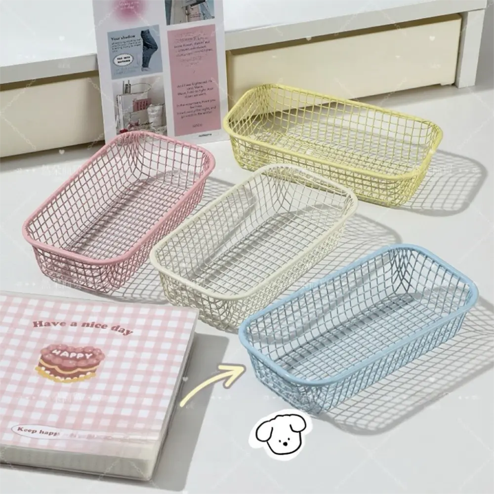 New Metal Storage Basket Mini simple Organizer Basket arrange INS Make Up Sorting Holder Desktop