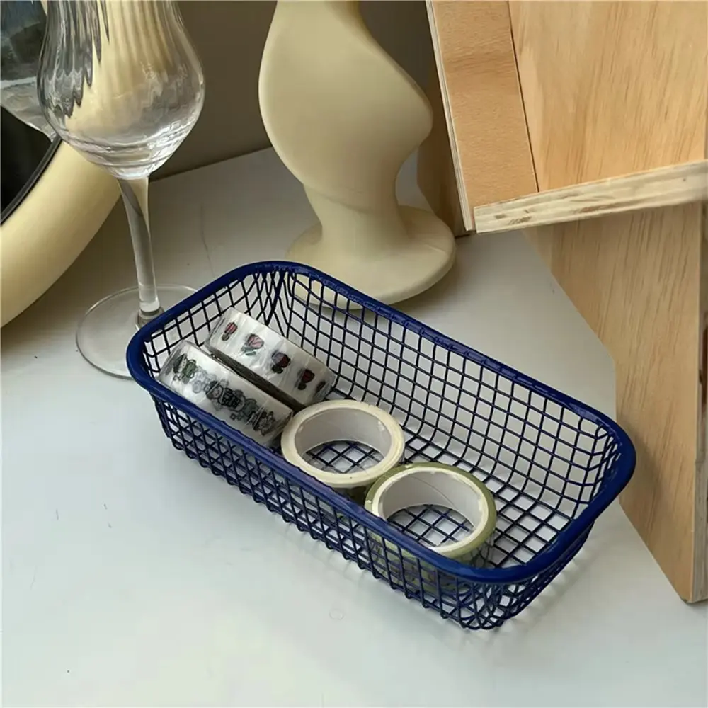 New Metal Storage Basket Mini simple Organizer Basket arrange INS Make Up Sorting Holder Desktop