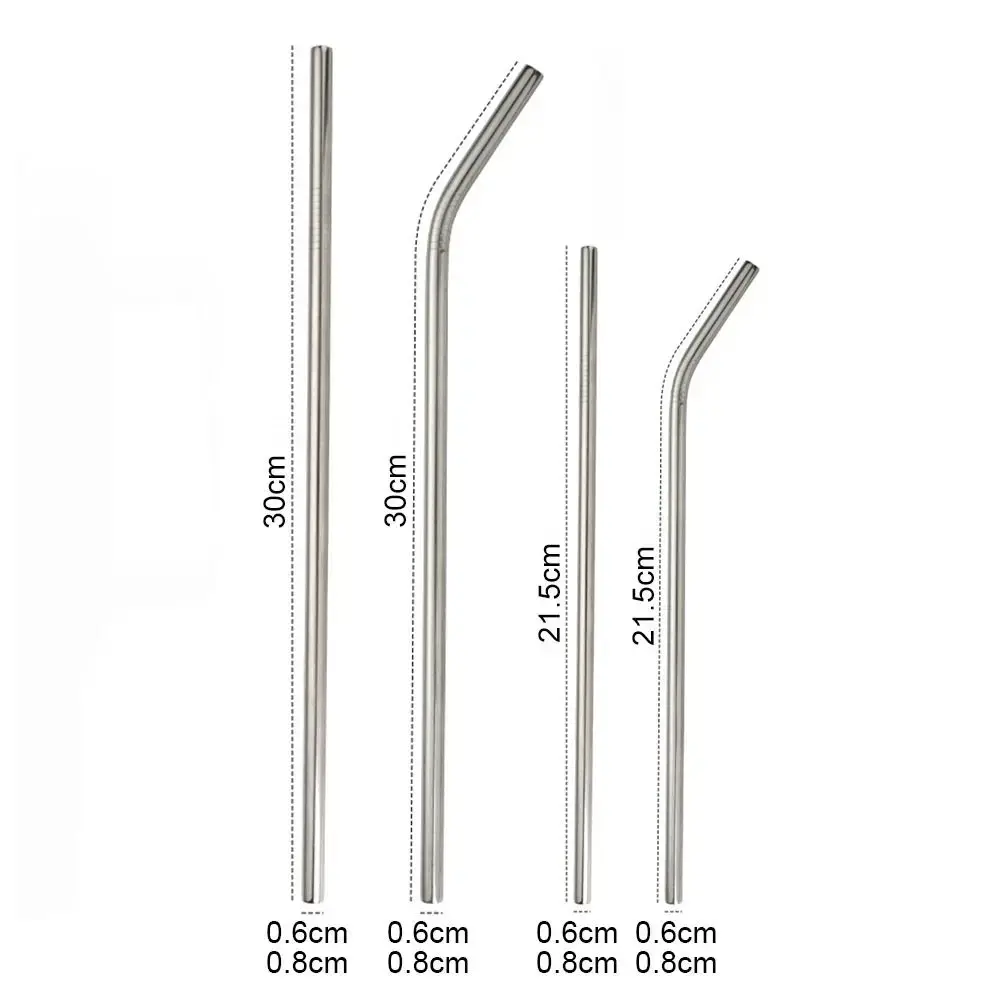 1Pcs Straight Bent Stainless Steel Straws Silver 6mm 8mm Cup Straw Reusable Drinking Replacement Straw for 30oz 40oz Tyeso Cup