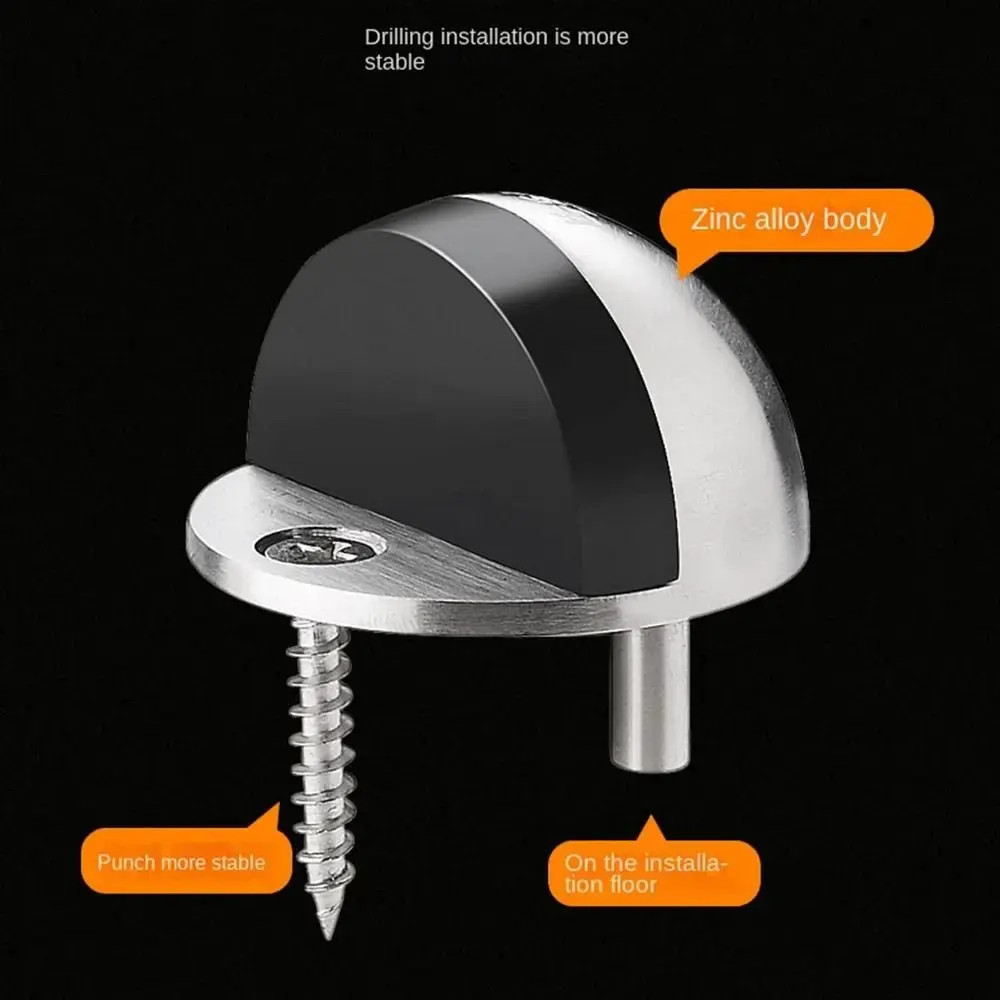 New Stainless Steel Door Stopper Nail-free Anti-collision Door Suction Non Punching Hardware Door Stop Door