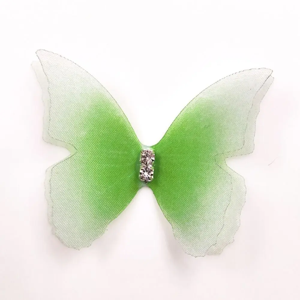 50Pcs Double Layer Butterfly Appliques 3D DIY Handmade Butterfly Patch Gradient Color Dreamy Chiffon Butterfly