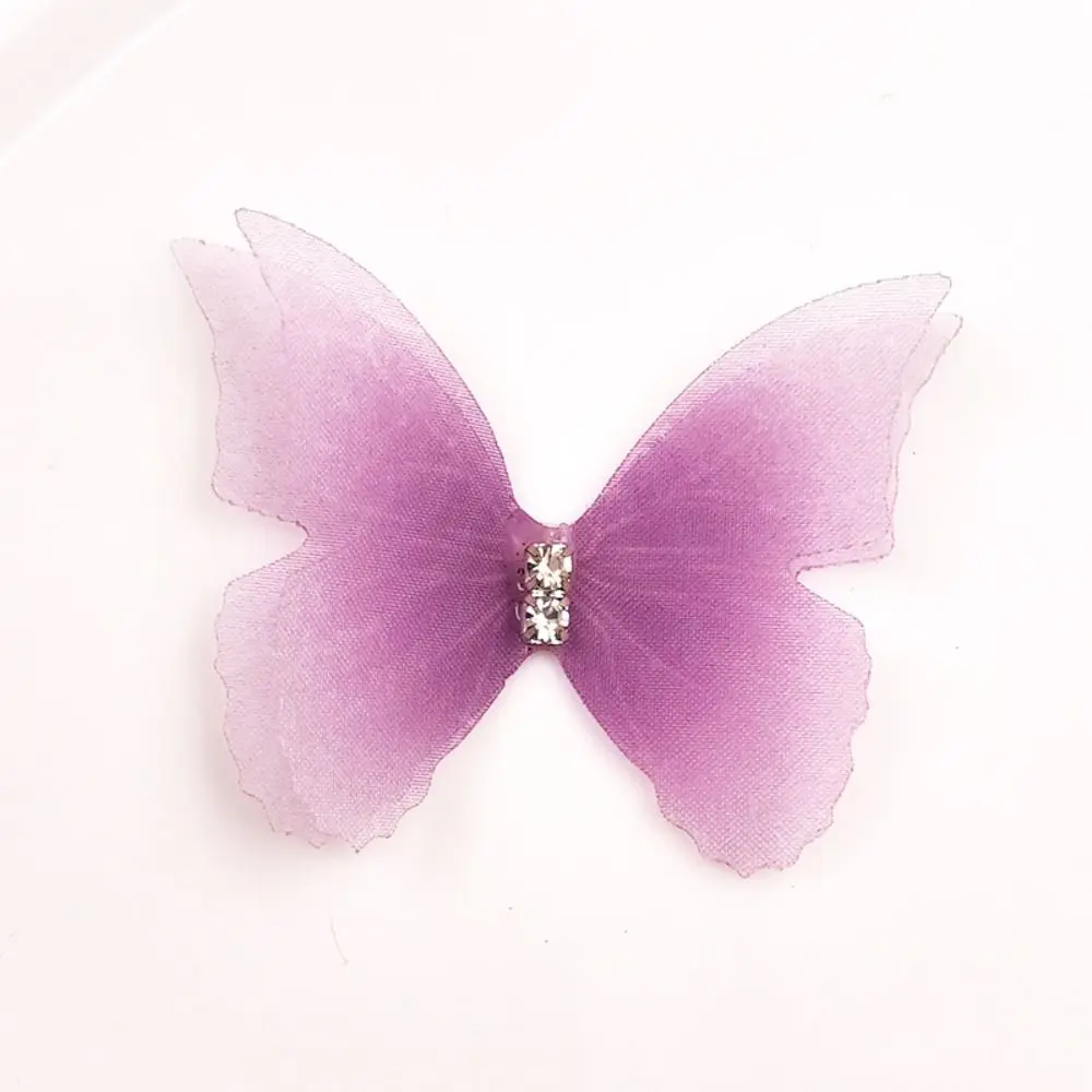 50Pcs Double Layer Butterfly Appliques 3D DIY Handmade Butterfly Patch Gradient Color Dreamy Chiffon Butterfly