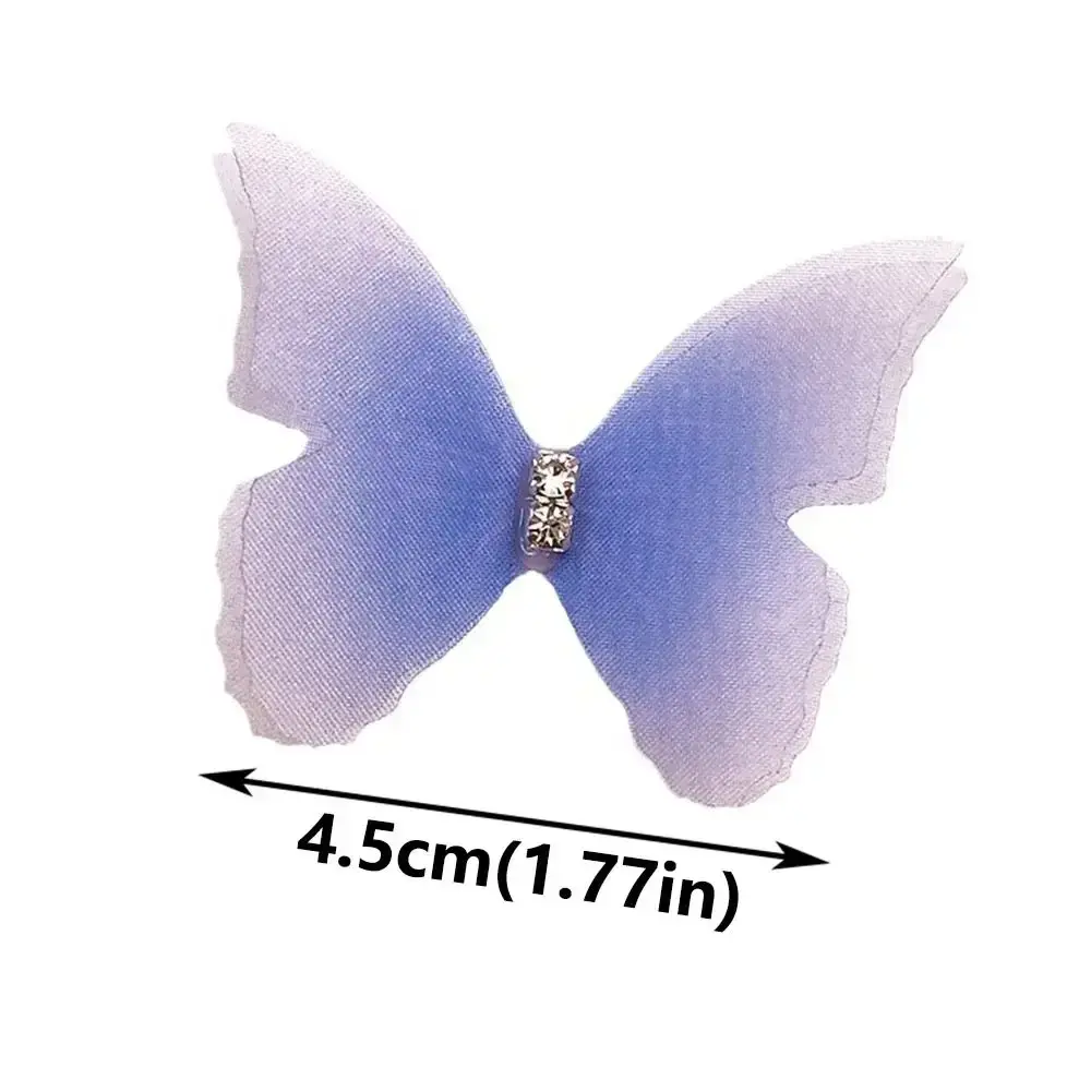 50Pcs Double Layer Butterfly Appliques 3D DIY Handmade Butterfly Patch Gradient Color Dreamy Chiffon Butterfly
