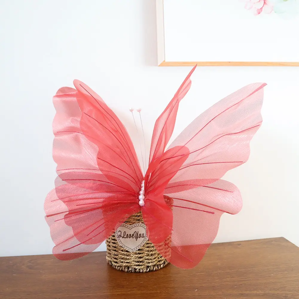 2025 30/50cm Artificial Butterfly Outdoor Giant Gauze Fake Butterfly 3D Silk Yarn Butterfly Photography Props