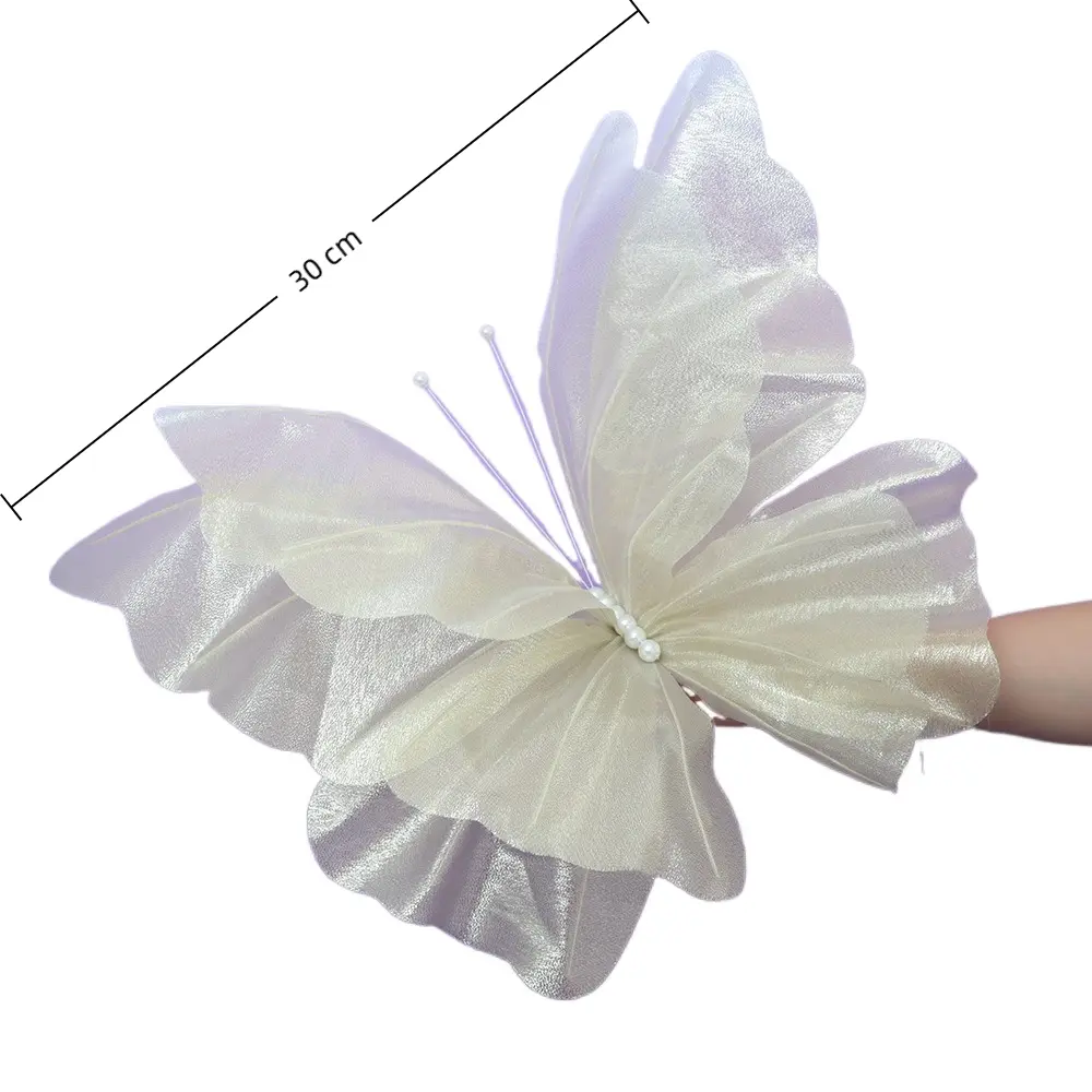 2025 30/50cm Artificial Butterfly Outdoor Giant Gauze Fake Butterfly 3D Silk Yarn Butterfly Photography Props