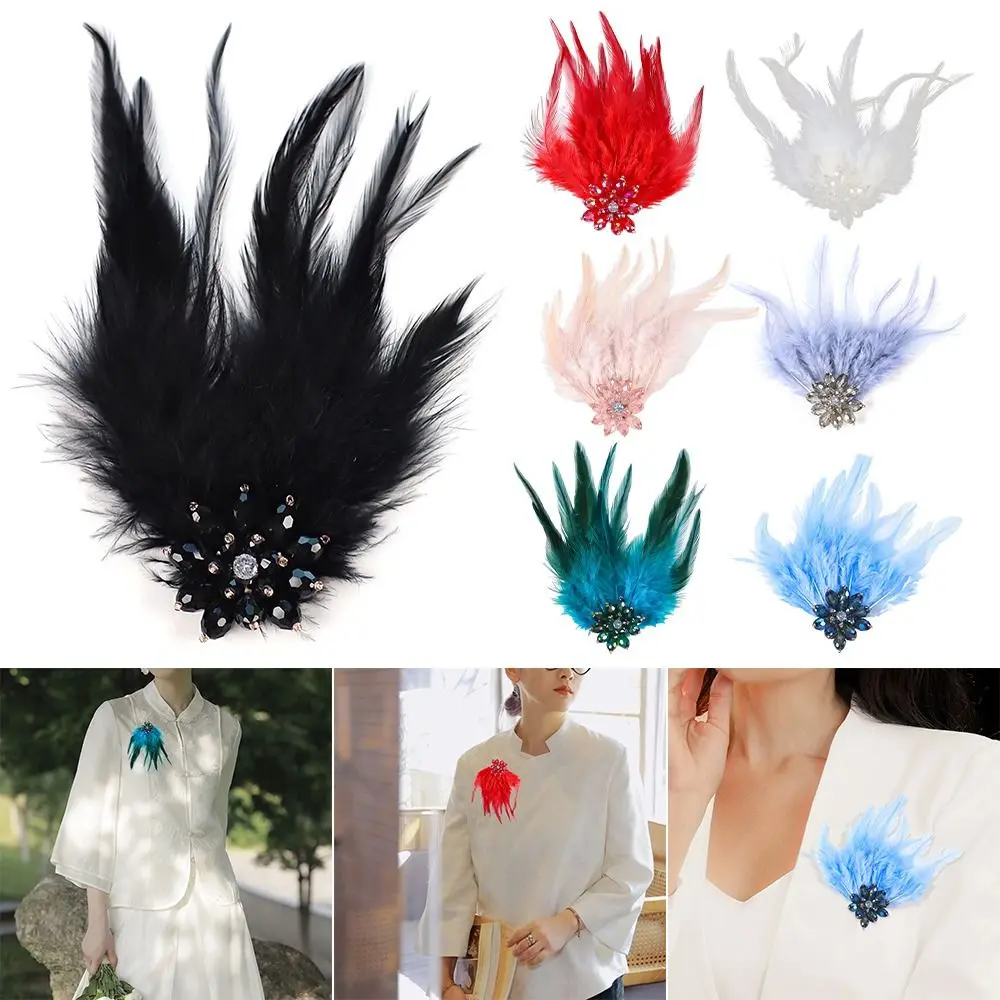 Creative DIY Crystal Flower Charming Jewelry Colorful Feathers Rhinestone Crystal Flowers Women