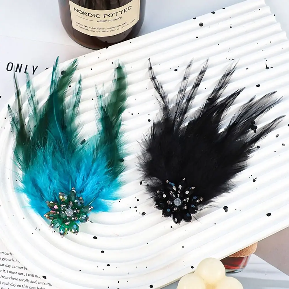 Creative DIY Crystal Flower Charming Jewelry Colorful Feathers Rhinestone Crystal Flowers Women
