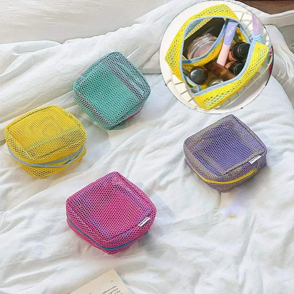 Fashion Dopamine Color Storage Bag Large Capacity Toiletry Mesh Cosmetic Bag Candy Color Coin Purse