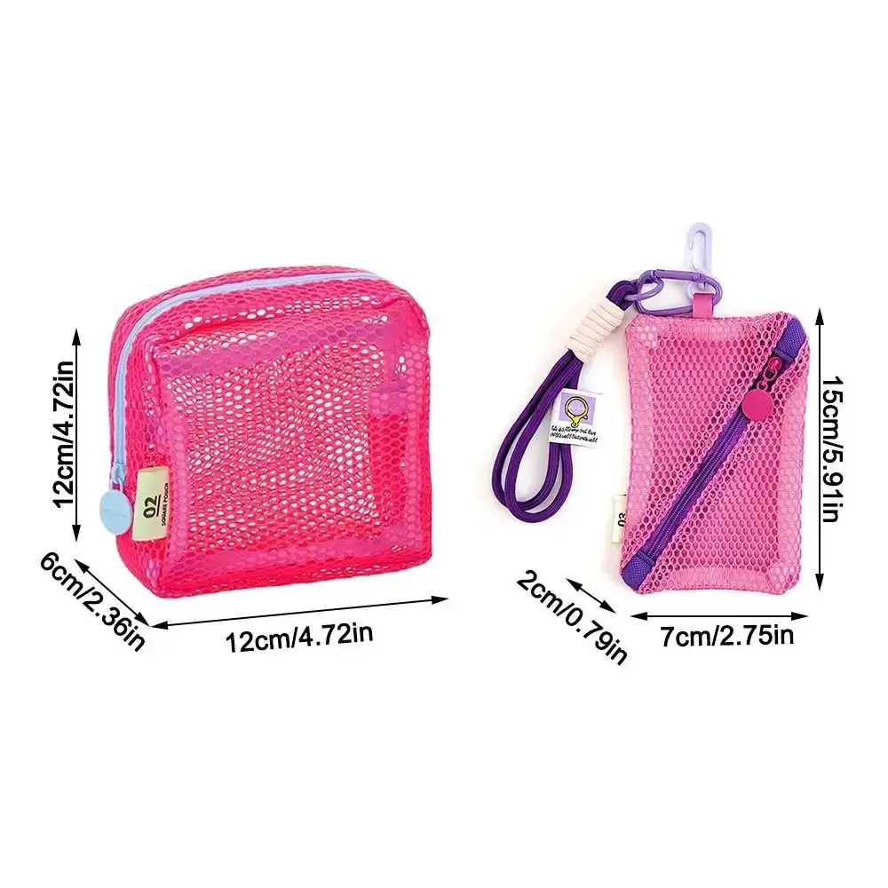 Fashion Dopamine Color Storage Bag Large Capacity Toiletry Mesh Cosmetic Bag Candy Color Coin Purse