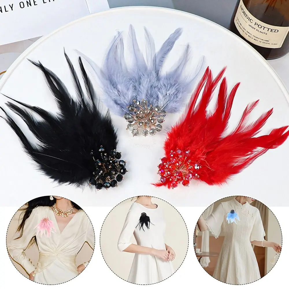 Creative DIY Crystal Flower Rhinestone Jewelry Colorful Feathers Charming Tassel Accessories Office