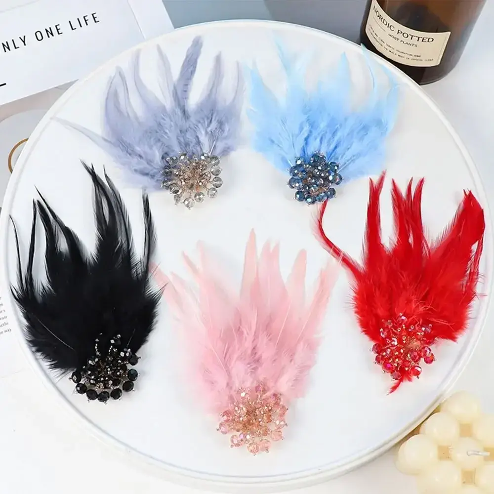 Creative DIY Crystal Flower Rhinestone Jewelry Colorful Feathers Charming Tassel Accessories Office