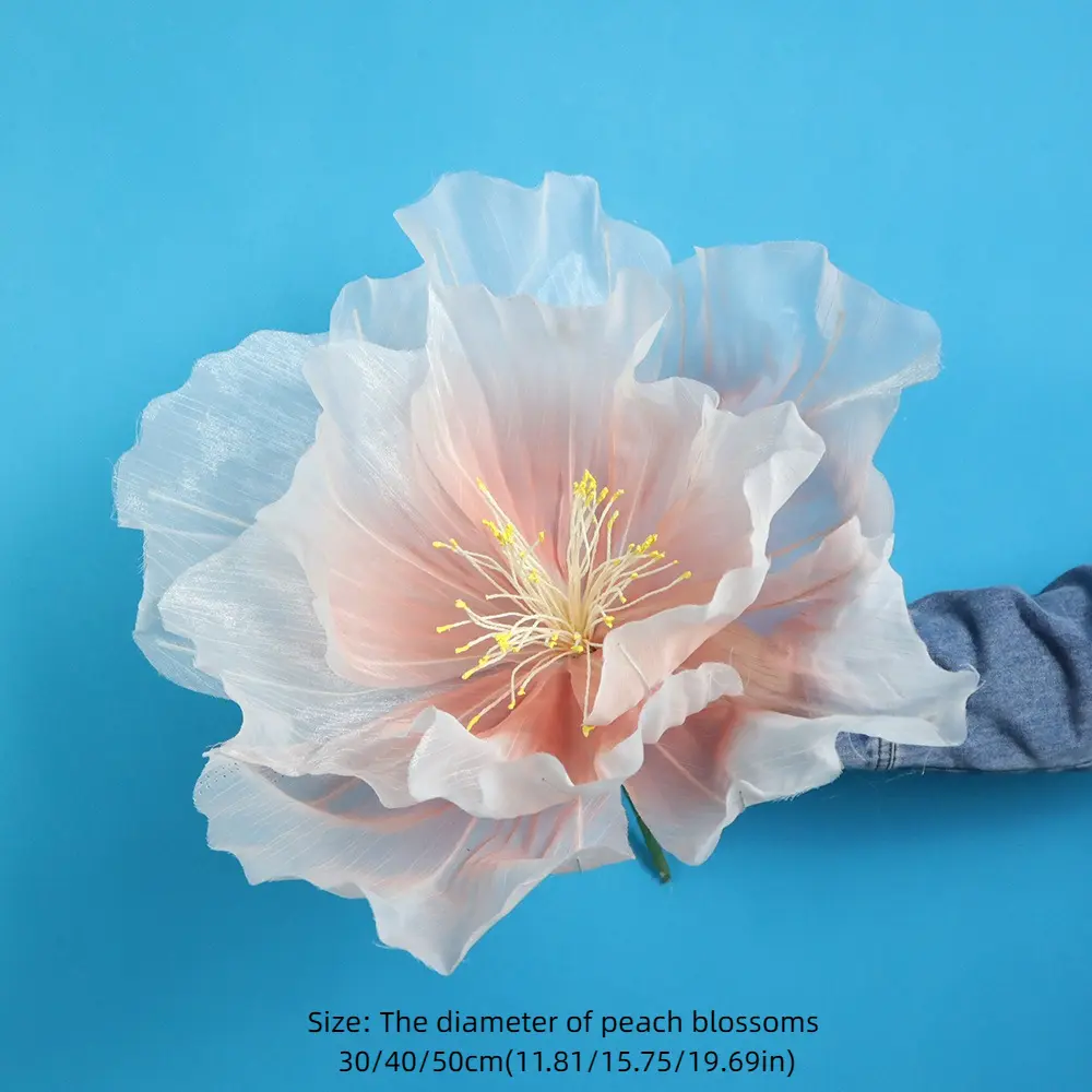 30/40/50cm Artificial Peach Blossoms 3D Fluffy Petals Shooting Props Large Flower Head Wedding Landscaping Giant Gauze