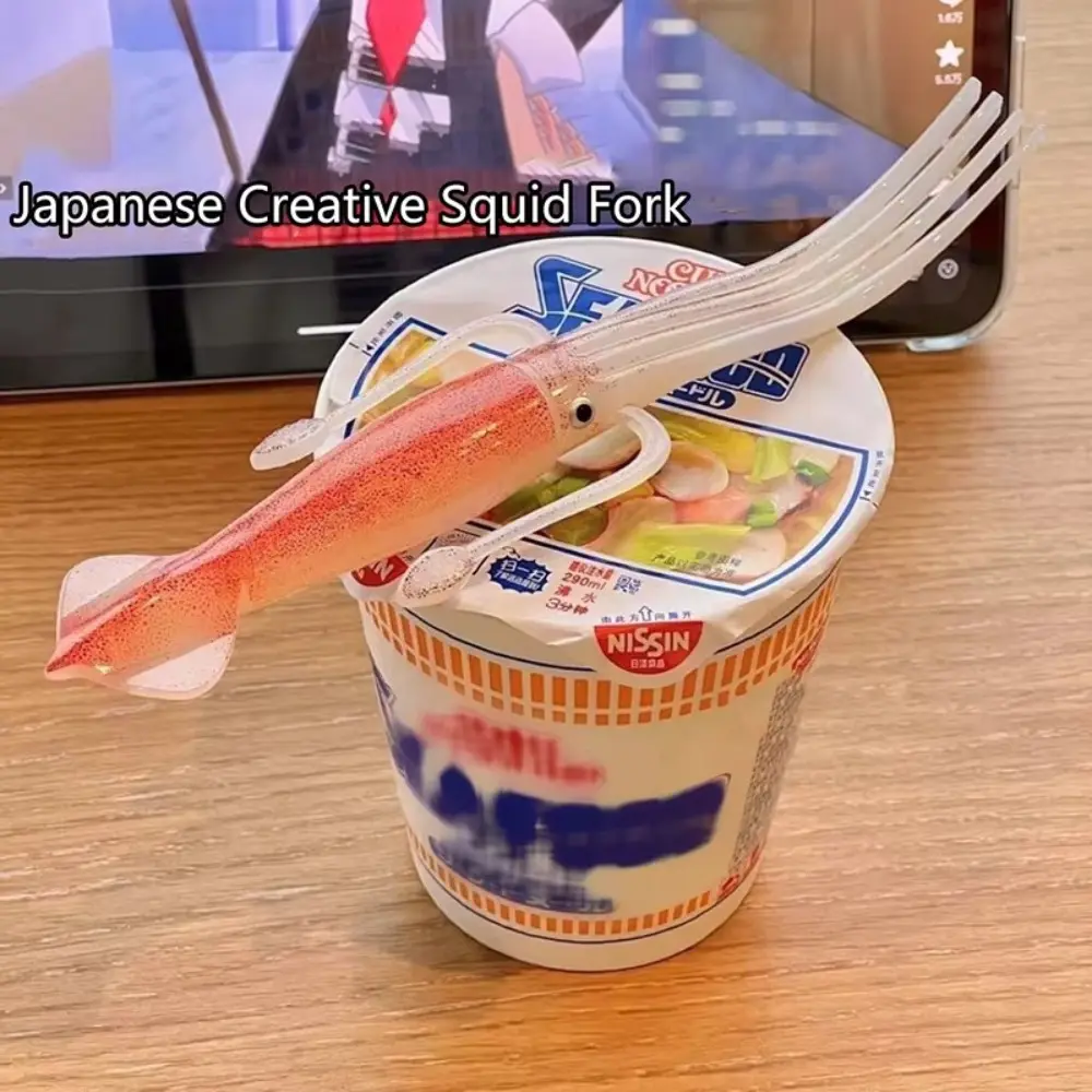 3-in-1 Octopus Noodle Fork Heat-Resistant Squid-Shaped Food Picks Cooking Tools Portable Tableware Instant Noodle Fork