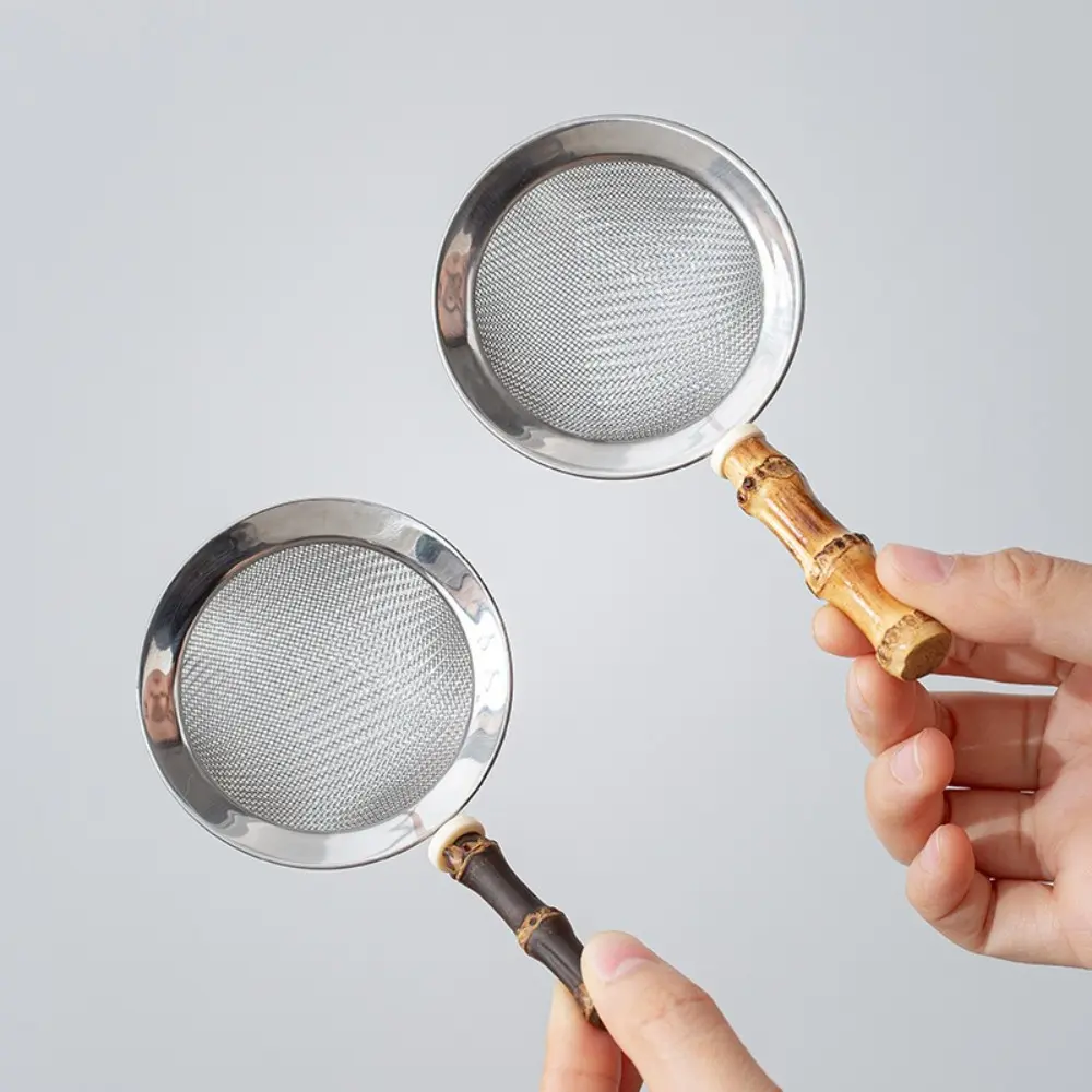 Stainless Steel Matcha Sifter Very Fine Mesh Bamboo Fine Mesh Strainer Easy to Clean Rust-Proof Cocktail Sieve for Kitchen