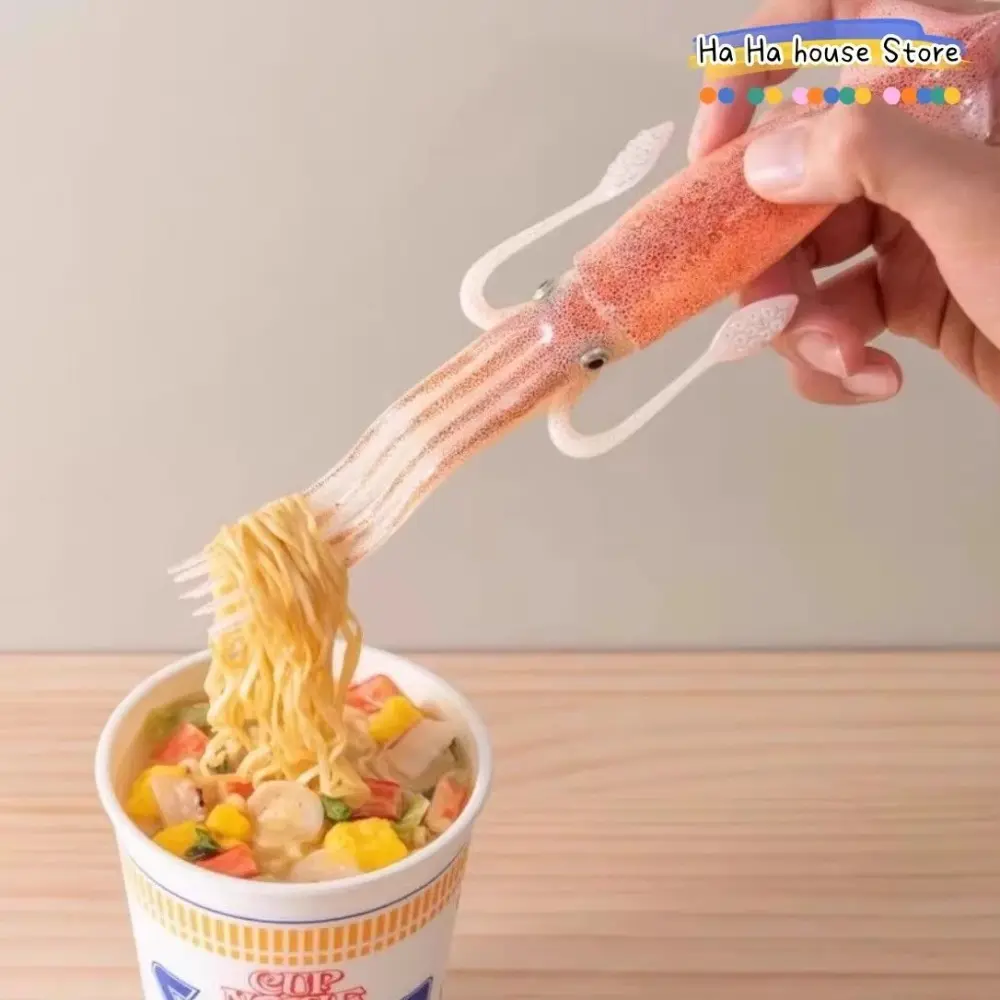 3-in-1 Octopus Noodle Fork Heat-Resistant Squid-Shaped Food Picks Cooking Tools Portable Tableware Instant Noodle Fork