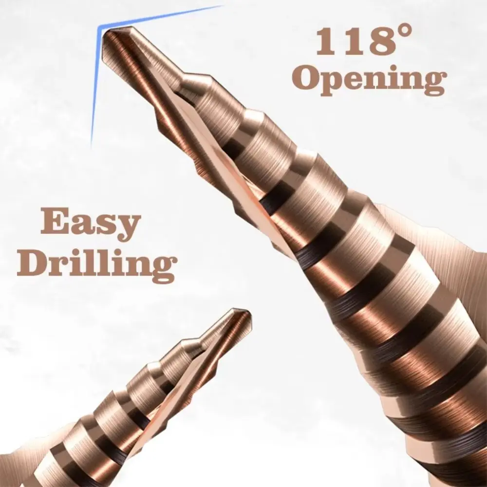 M35 Hexagonal Spiral 4-12mm Cobalt Containing Step Drill Stainless Steel Hole Opener Co Pagoda Drill Bit Cutting Tool
