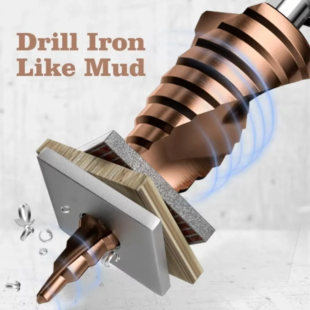 M35 Hexagonal Spiral 4-12mm Cobalt Containing Step Drill Stainless Steel Hole Opener Co Pagoda Drill Bit Cutting Tool