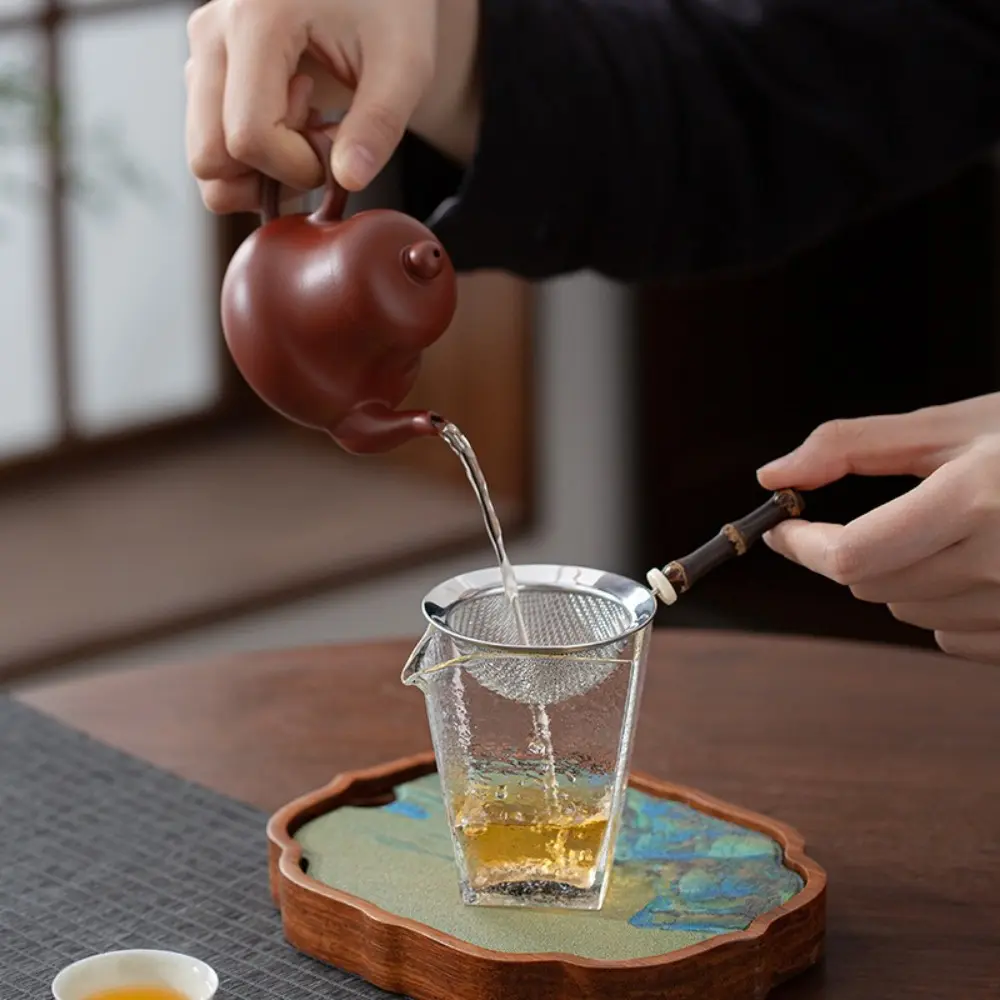 Stainless Steel Matcha Sifter Very Fine Mesh Bamboo Fine Mesh Strainer Easy to Clean Rust-Proof Cocktail Sieve for Kitchen
