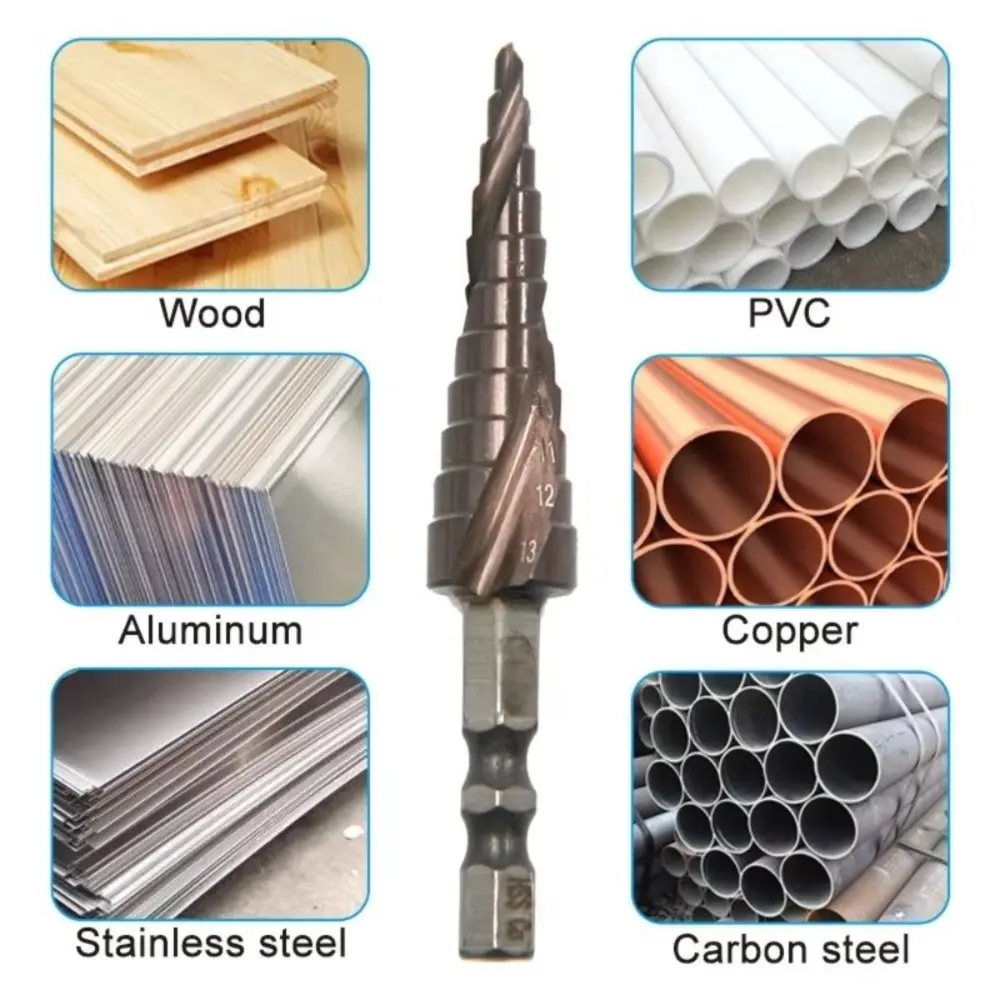 M35 Hexagonal Spiral 4-12mm Cobalt Containing Step Drill Stainless Steel Hole Opener Co Pagoda Drill Bit Cutting Tool
