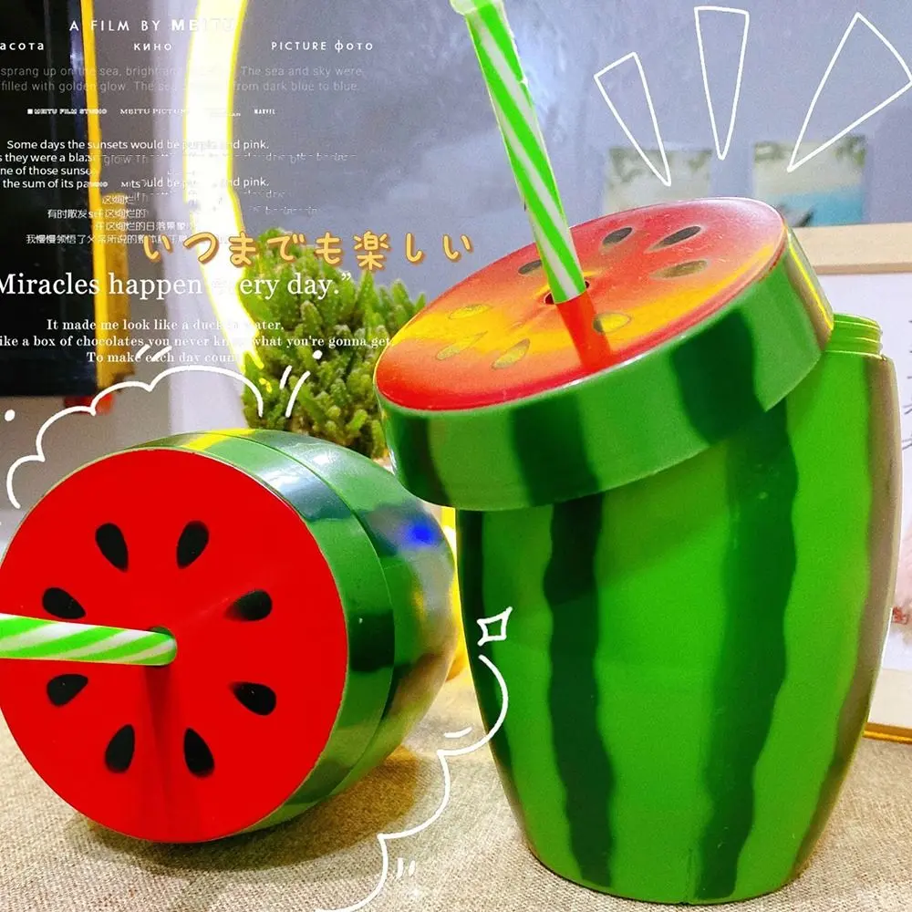 Lovely Tea Milk Juice Cartoon Fruit Strawberry Pineapple Watermelon Drinkware Water Bottle Summer Straw Cup