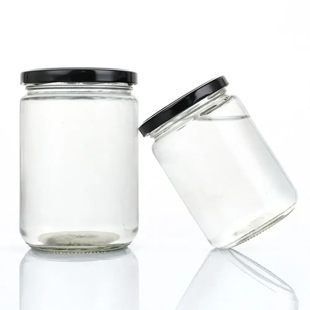 1Pcs with Black Airtight Lids Glass Jar Food Storage Kitchen Mason Jar Round 100ml 150ml 195ml 240ml Canning Containers