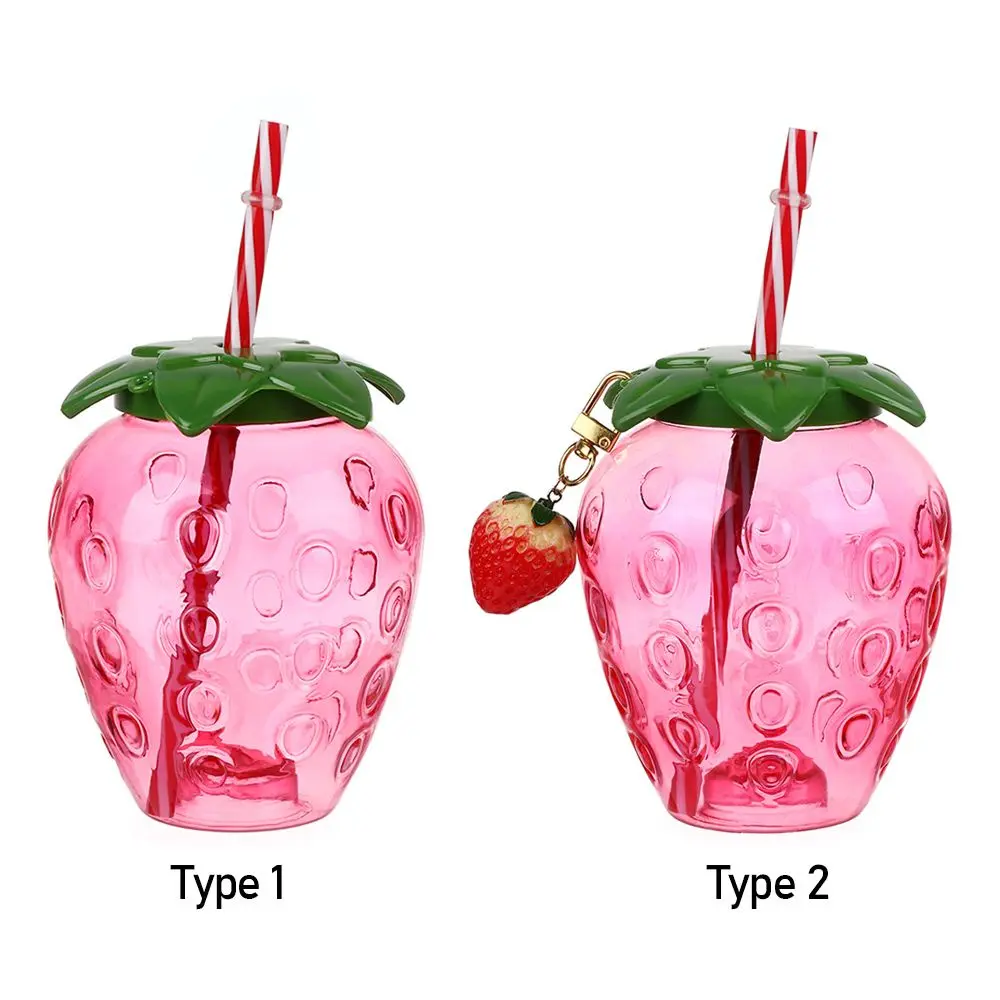 Lovely Tea Milk Juice Cartoon Fruit Strawberry Pineapple Watermelon Drinkware Water Bottle Summer Straw Cup