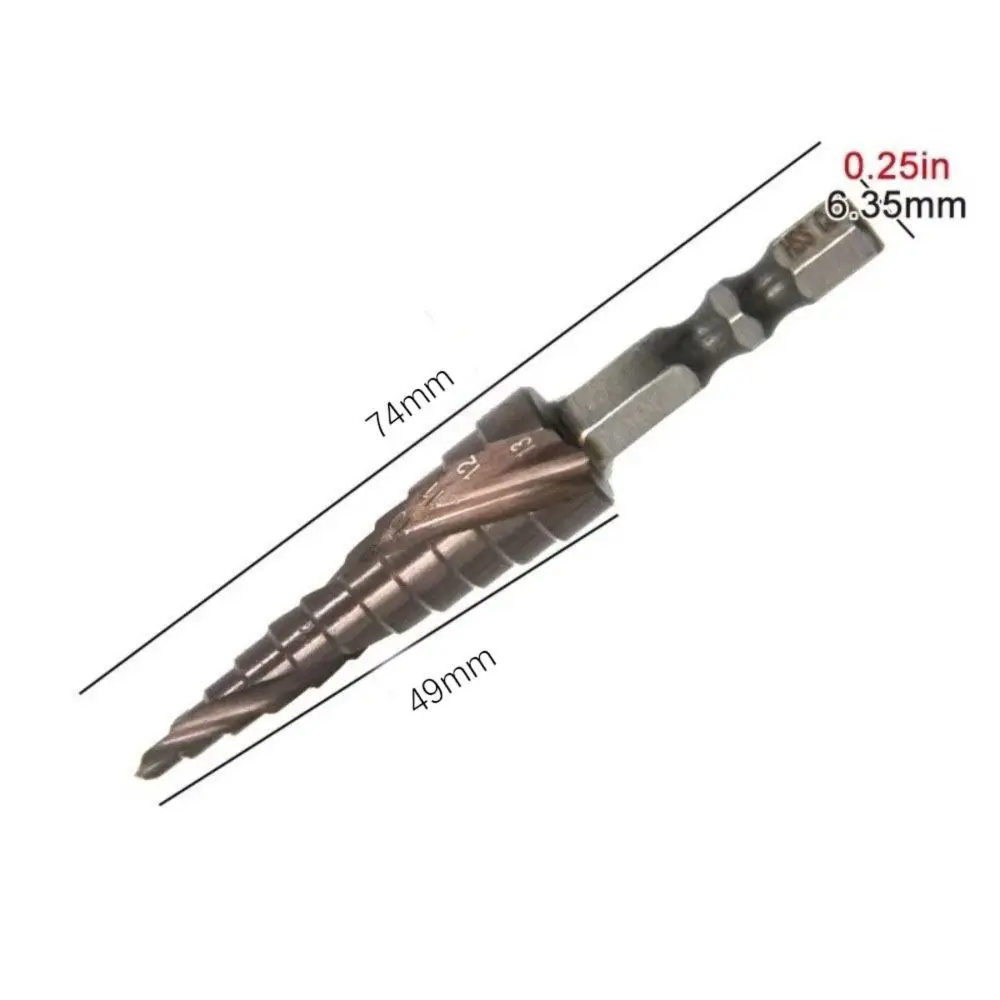M35 Hexagonal Spiral 4-12mm Cobalt Containing Step Drill Stainless Steel Hole Opener Co Pagoda Drill Bit Cutting Tool