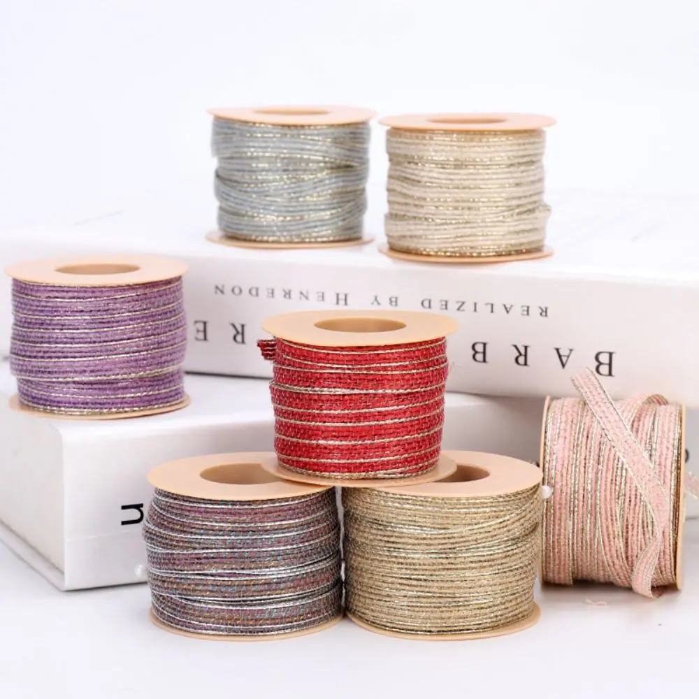 10M/Roll Retro Linen Ribbon Coarse Texture DIY Craft Gift Wrapping Ribbon Eco-Friendly Shining Wedding Decor Webbing Bow Tie