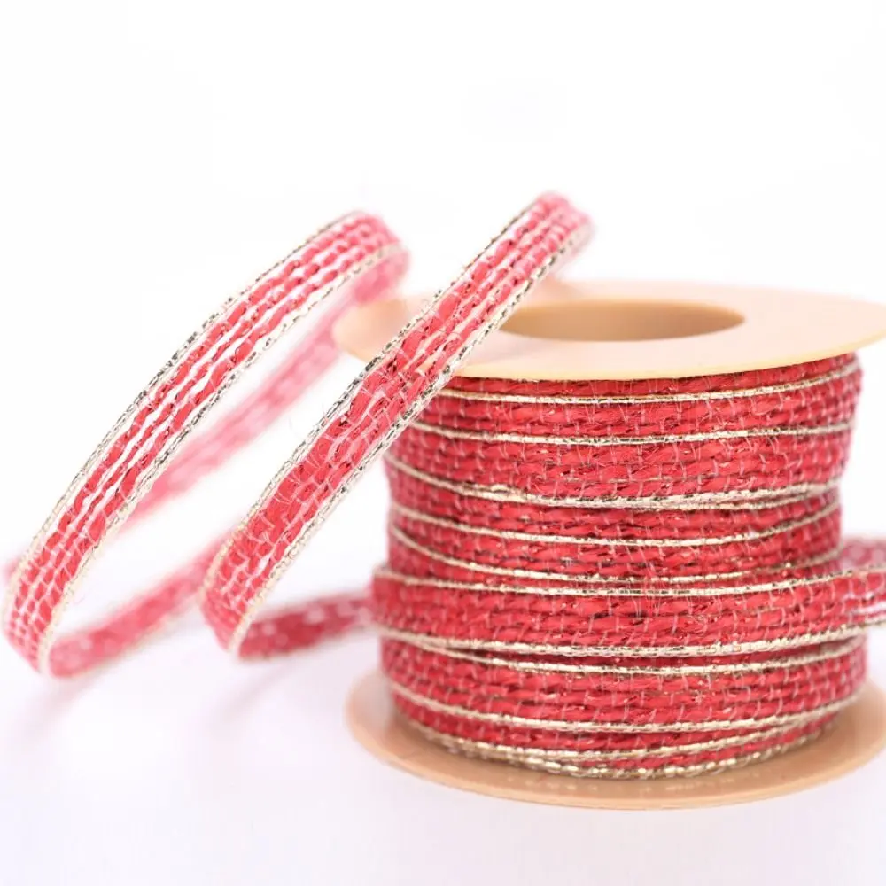 10M/Roll Retro Linen Ribbon Coarse Texture DIY Craft Gift Wrapping Ribbon Eco-Friendly Shining Wedding Decor Webbing Bow Tie