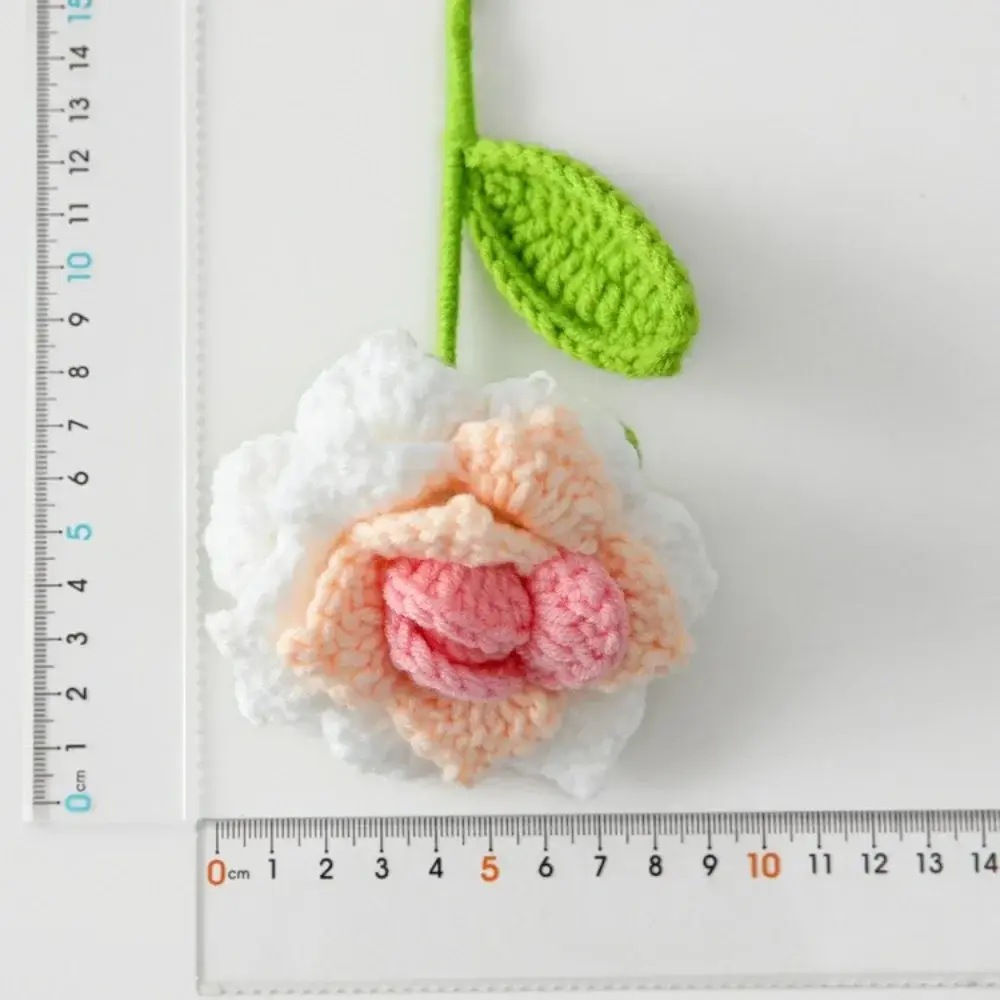 Pointed Leaf Crochet Rose Flower DIY Graduation Bouquet Romantic Knitting Flowers Photo Props Handmade Flower Crochet Bouquet