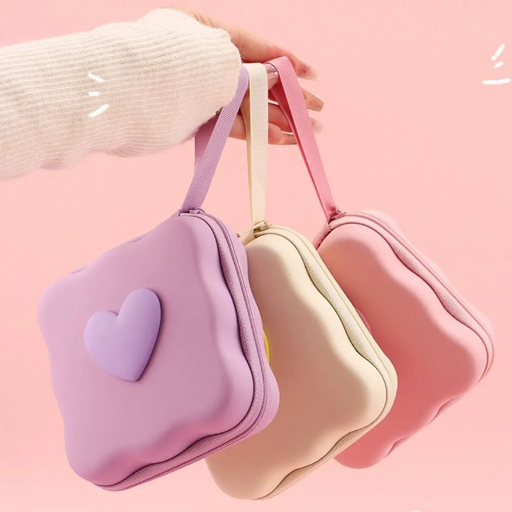 Fashion 3D Love Heart Storage Bags Multifunctional Convenient Zipper Bag Portable Pocket Pouch Headphone Data Cable