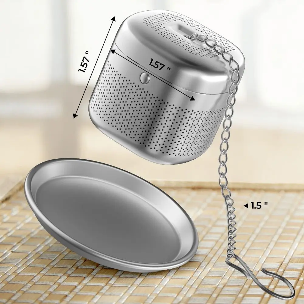 Extended Chain Hook Stainless Steel Tea Infuser Ball Brew Tea Ball Shape Loose Tea Steeper Mesh Filter Strainer Extra Fine Mesh