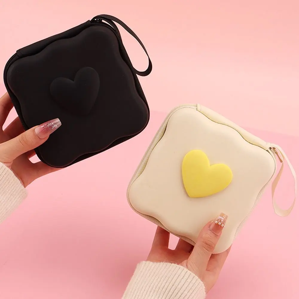 Fashion 3D Love Heart Storage Bags Multifunctional Convenient Zipper Bag Portable Pocket Pouch Headphone Data Cable