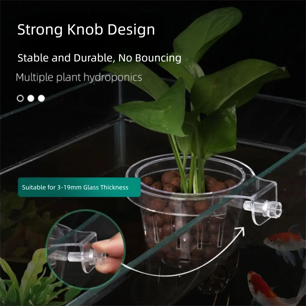 Transparent Fish Tank Hydroponic Planting Basket Water Plant Stand Planted Tank Hanging Aquarium Plant Holder Glass Pot