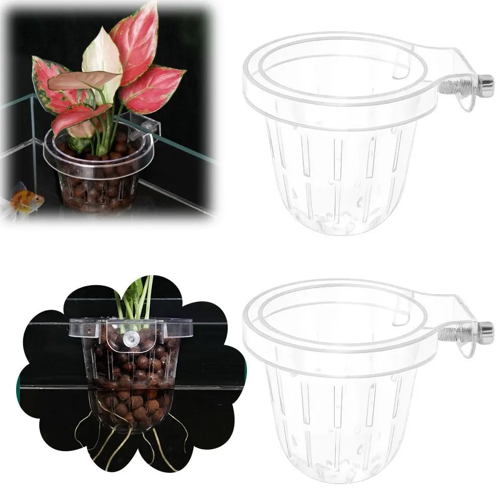 Transparent Fish Tank Hydroponic Planting Basket Water Plant Stand Planted Tank Hanging Aquarium Plant Holder Glass Pot