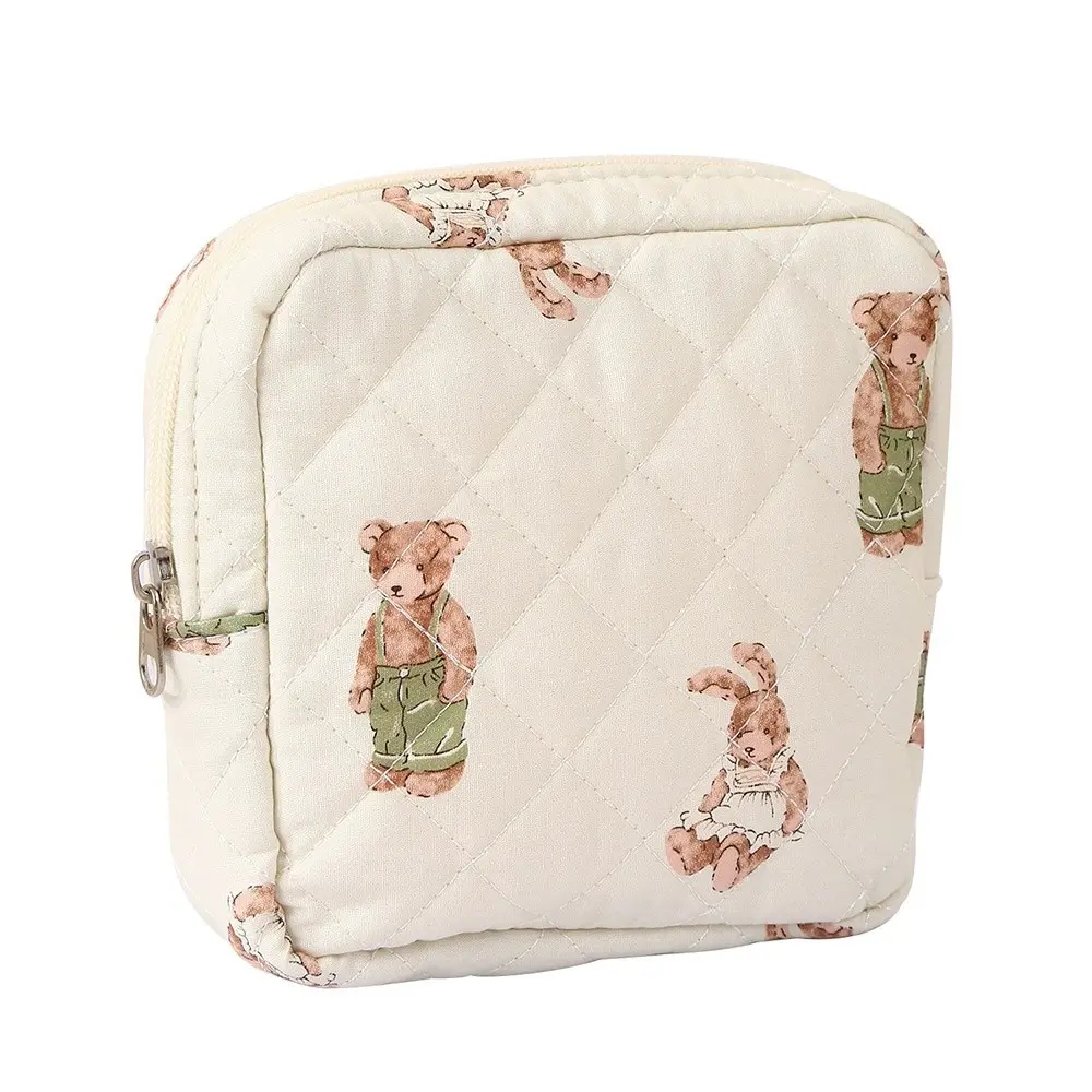 Flower Cartoon Design Sanitary Napkins Bag Zipper Closure Compact & Portable Storage Pouch Multipurpose Storage Bag