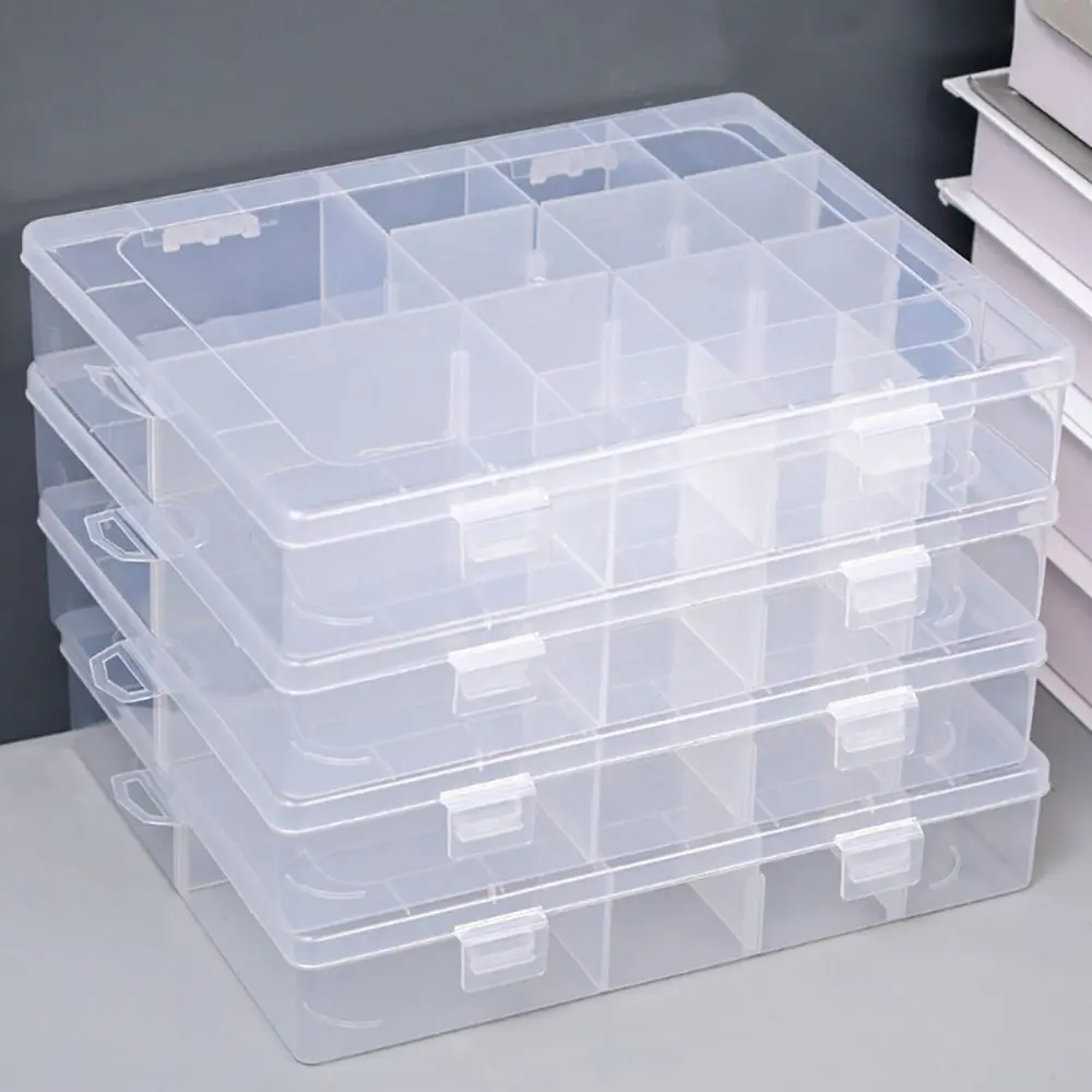 14 Grids Transparent Plastic Storage Box Adjustable Jewelry Button Hardware Tool Storage Container Box Display Case