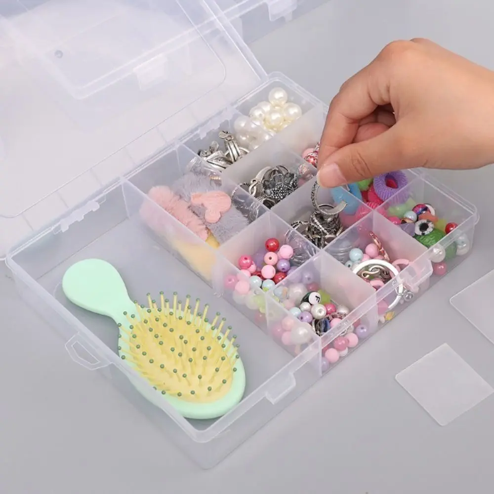 14 Grids Transparent Plastic Storage Box Adjustable Jewelry Button Hardware Tool Storage Container Box Display Case
