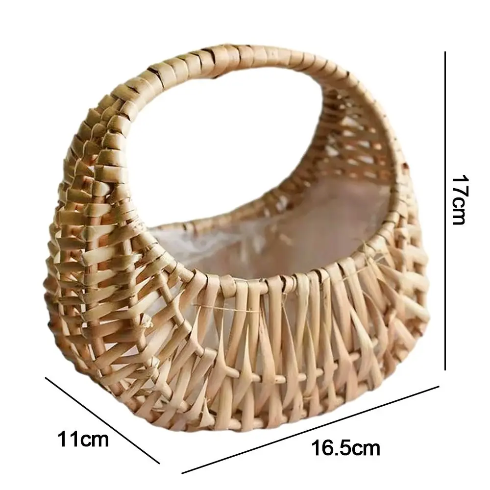Willow Rattan Flower Girl Baskets Sturdy Woven Basket Flower Arrangement Basket Yellow Picnic Container Wicker Half Moon Baskets