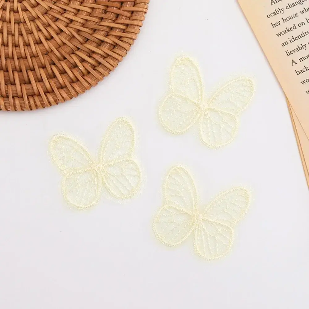 100pcs 4.5CM Embroidery Lace Butterfly Appliques Dreamy DIY Handmade Simulation Mesh Butterfly Patch 3D Sewing Craft Decoration