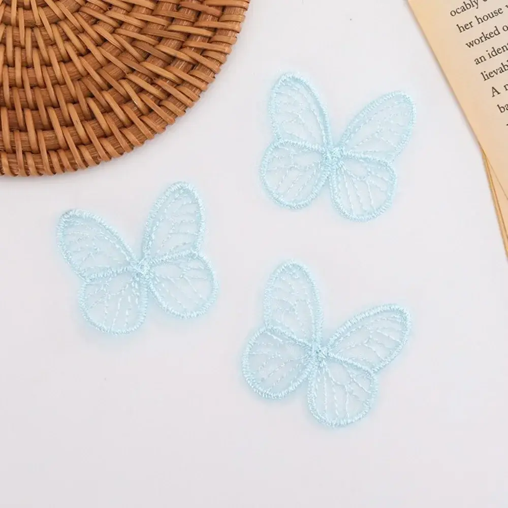 100pcs 4.5CM Embroidery Lace Butterfly Appliques Dreamy DIY Handmade Simulation Mesh Butterfly Patch 3D Sewing Craft Decoration