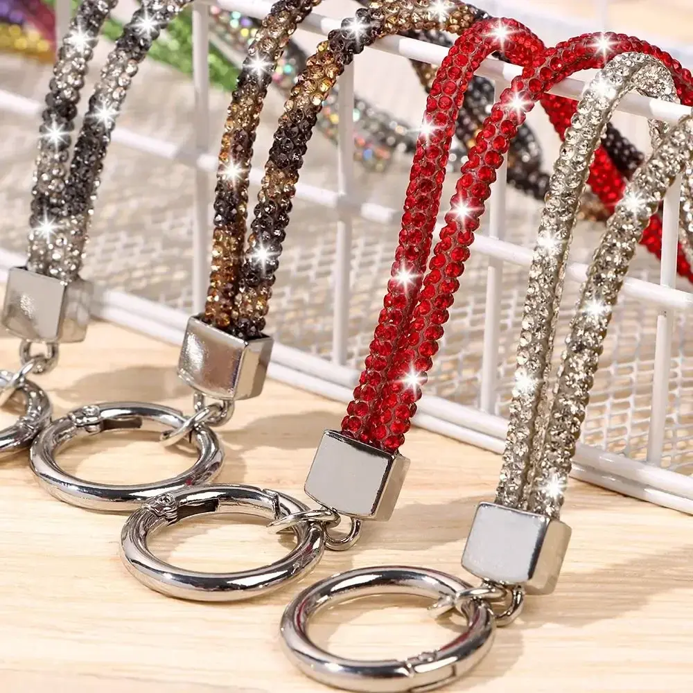 Fashion Keychain Bright Crystal Anti-lost Rope Hanging Cord Rhinestone Phone Lanyard Chain Straps