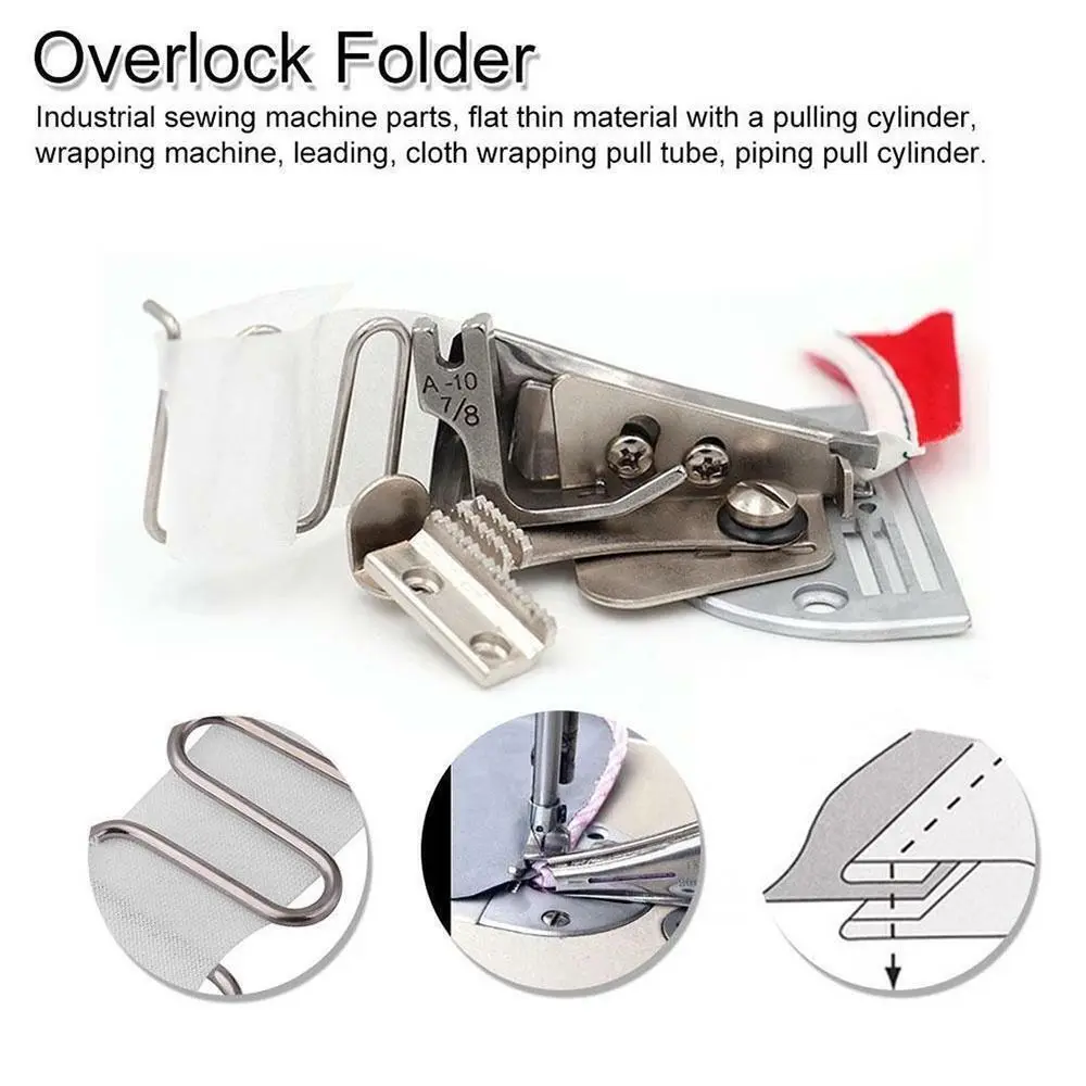 Steel Overlock Folder Binding Of Curve Edges A10 Hemmer Bias Binder for Lockstitch DIY Sewing Machine Foot Kit Accessories