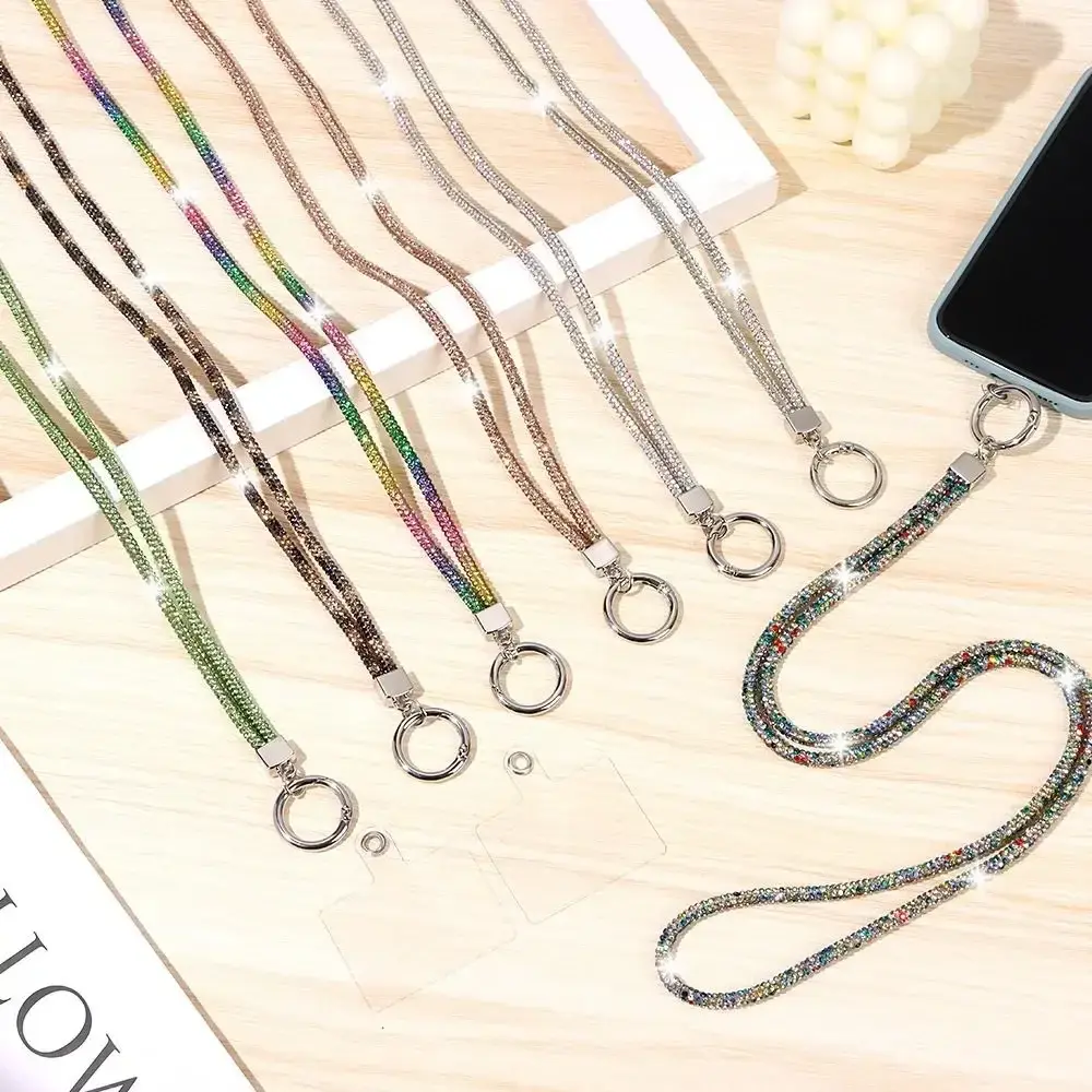 Fashion Keychain Bright Crystal Anti-lost Rope Hanging Cord Rhinestone Phone Lanyard Chain Straps