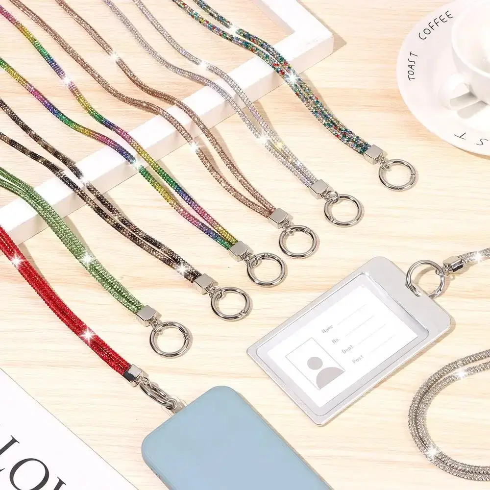 Fashion Keychain Bright Crystal Anti-lost Rope Hanging Cord Rhinestone Phone Lanyard Chain Straps