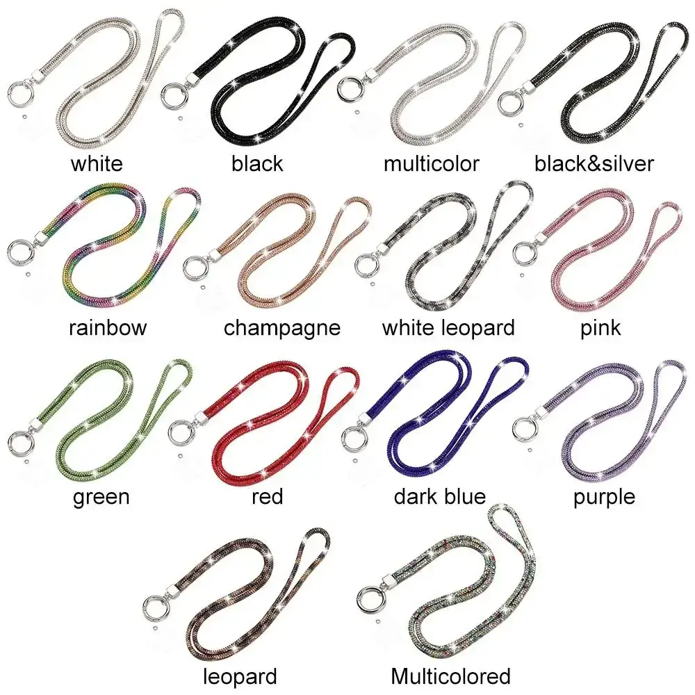 Fashion Keychain Bright Crystal Anti-lost Rope Hanging Cord Rhinestone Phone Lanyard Chain Straps
