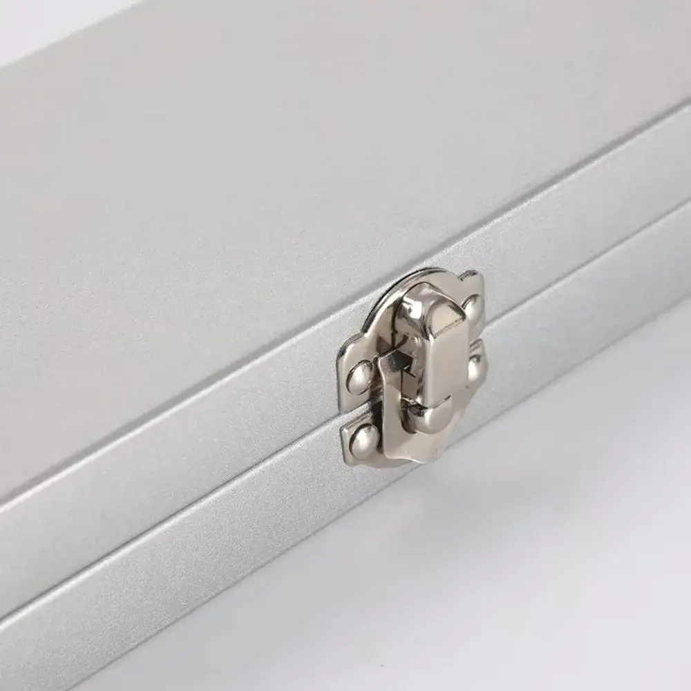 New Rectangle Metal Storage Box Silver Iron Metal Buckles Box with Lock Flip Cover Cosmetic Brush Case Solid Water Colour Box