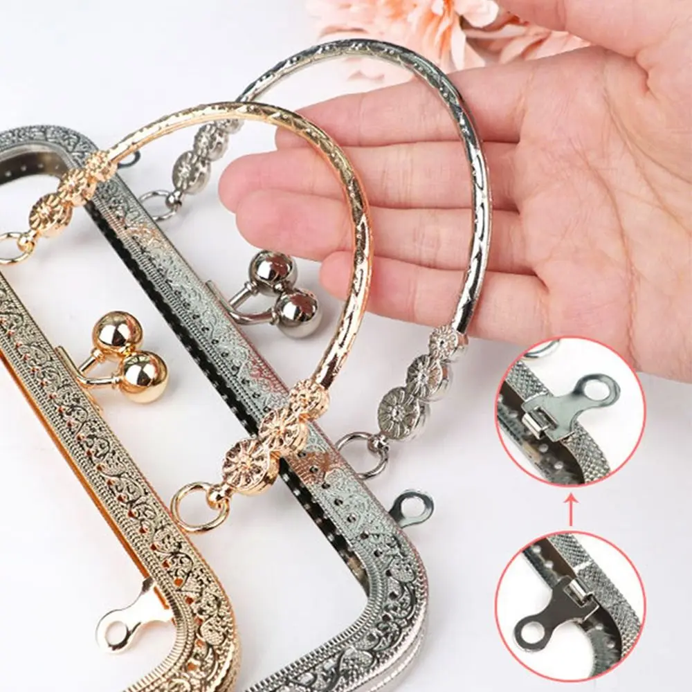 20cm Square Metal Purse Frame Handle DIY Craft Sewing Bag Making Clasp Frame Bag Kiss Clasp Lock Sewing Accessories