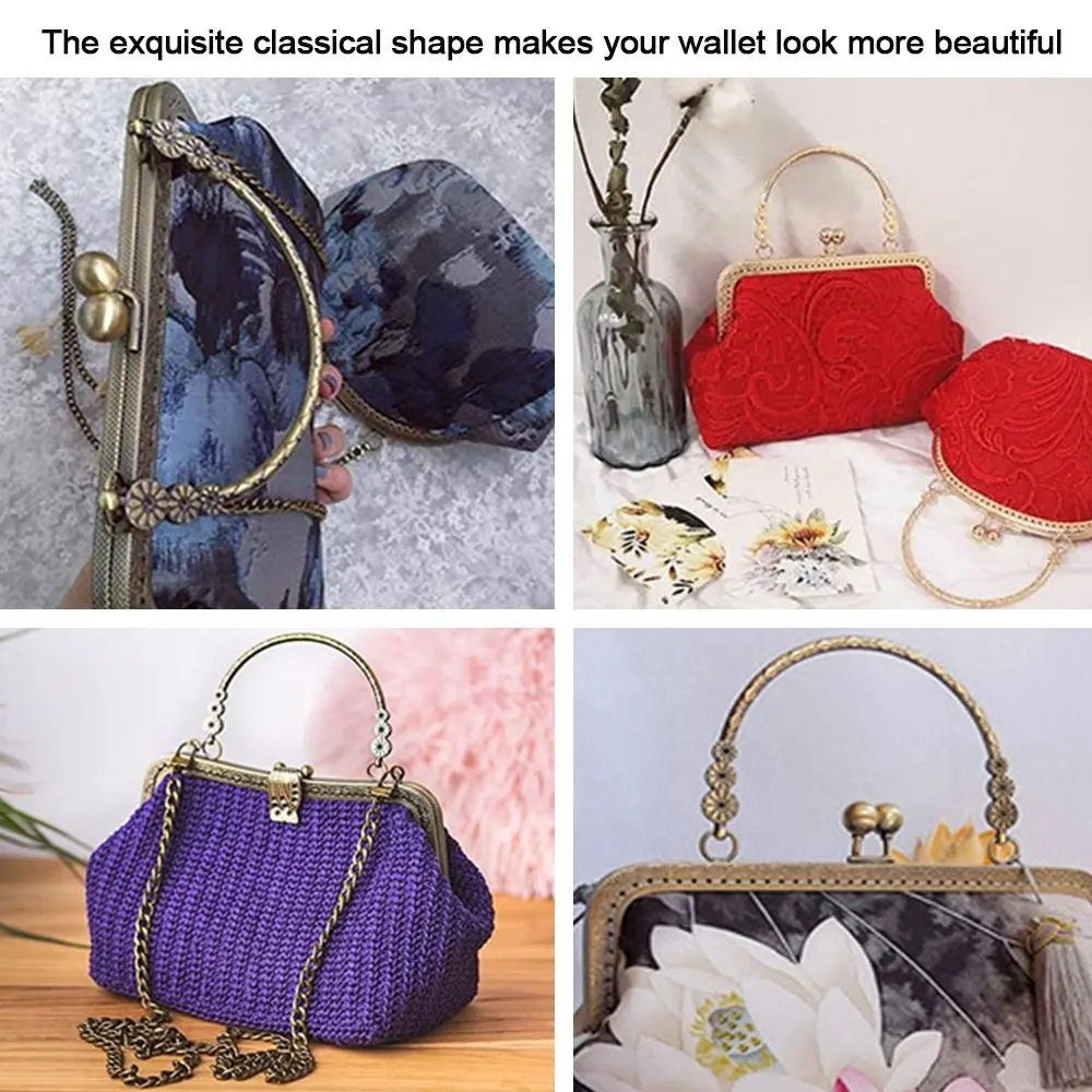 20cm Square Metal Purse Frame Handle DIY Craft Sewing Bag Making Clasp Frame Bag Kiss Clasp Lock Sewing Accessories