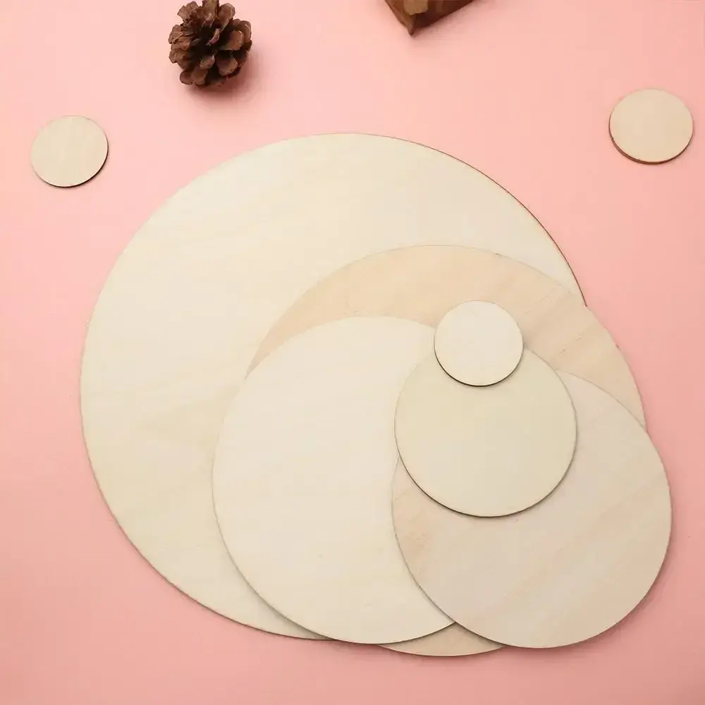 3/5/10pcs Round Unfinished Wood Pieces Wood Circles Blank Plaque for DIY Pyrography Projects Games Scrapbooking Building Model
